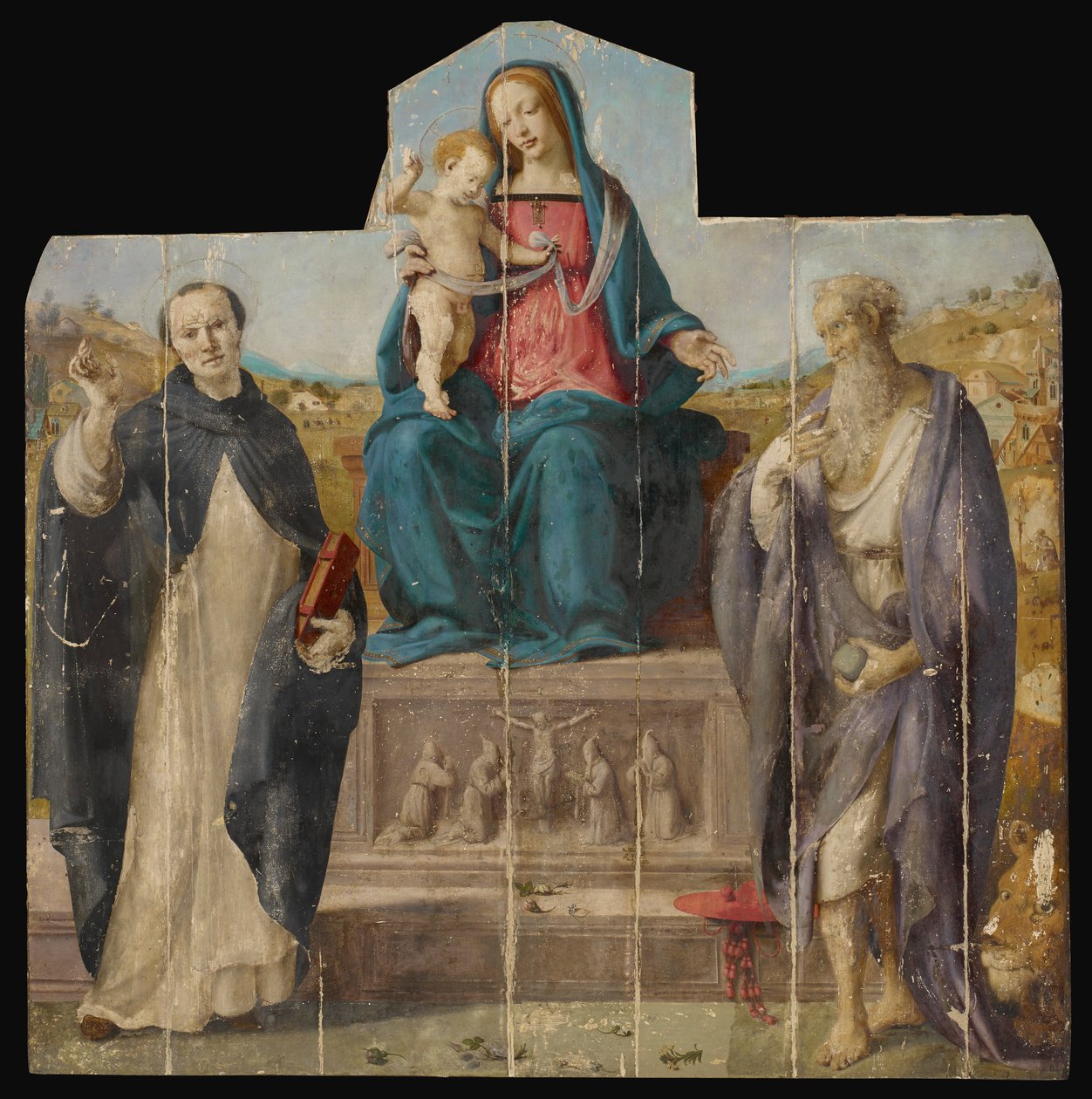 Neitsyt ja lapsi pyhien Vincent Ferrerin ja Jeromen kanssa tekijältä Piero di Cosimo