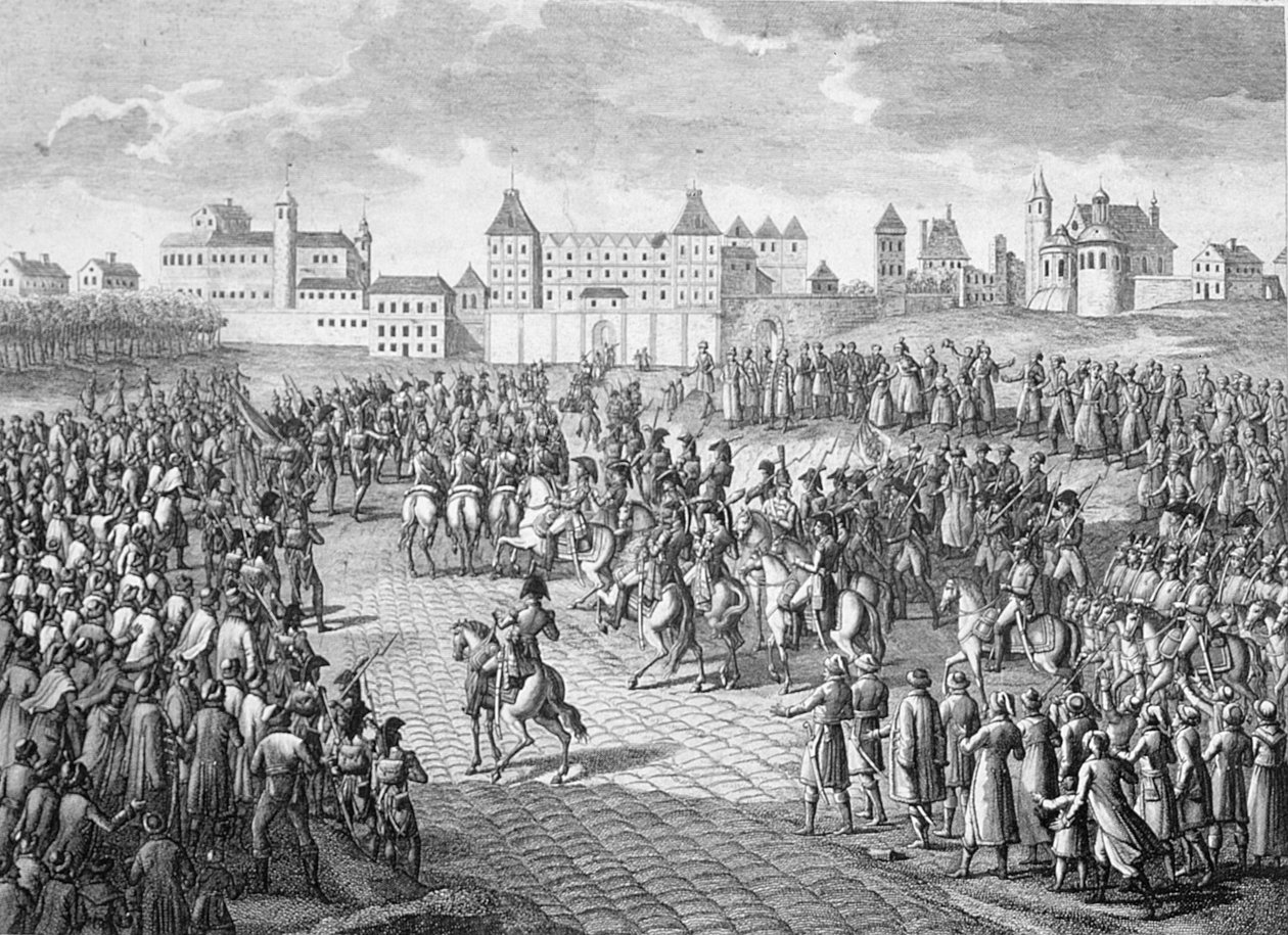 Ranskalaisten voittoisa tulo Varsovaan, 28. marraskuuta 1806 tekijältä Pierre Adrien Le Beau