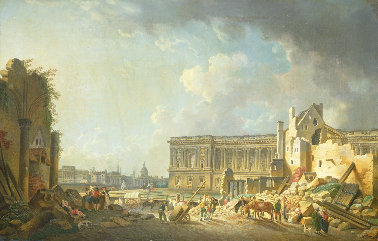 Louvren pylväikön tyhjentäminen, 1764 tekijältä Pierre Antoine Demachy