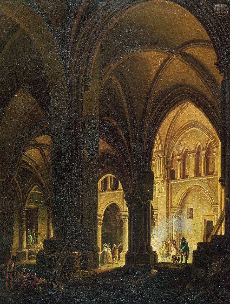 Eglise des Saints-Innocents -rakennuksen sisustus, Pariisi, vuoden 1789 jälkeen tekijältä Pierre Antoine Demachy
