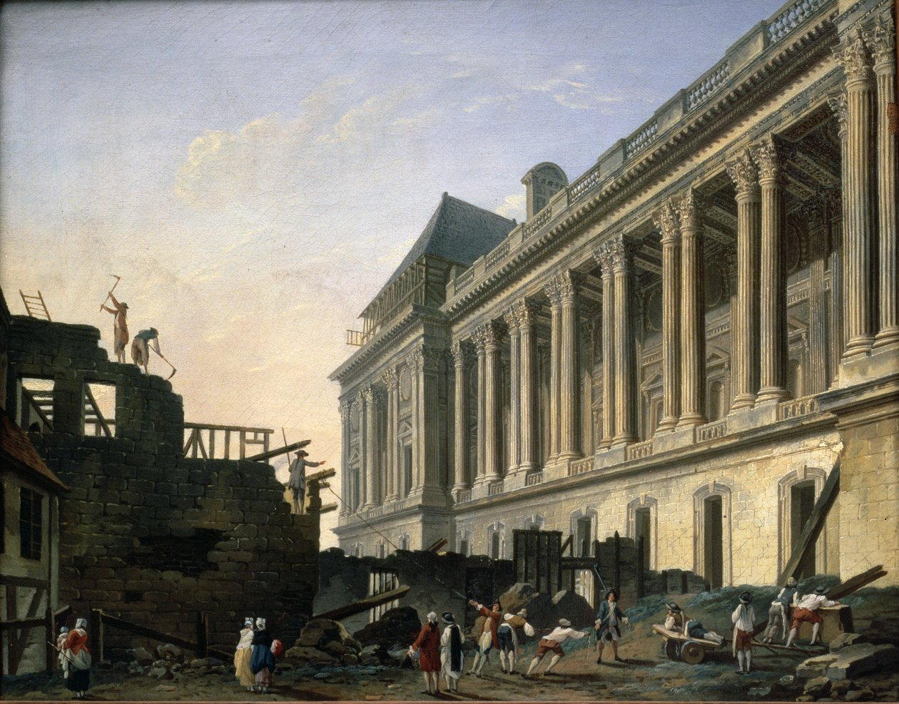 Louvren pylväikön raivaus, 1764 tekijältä Pierre Antoine Demachy