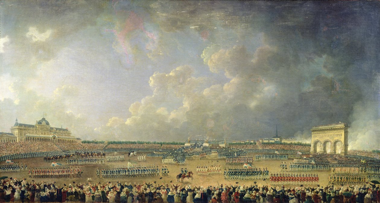 Federaation festivaali Champ de Marsilla, 14. heinäkuuta 1790 tekijältä Pierre Antoine Demachy