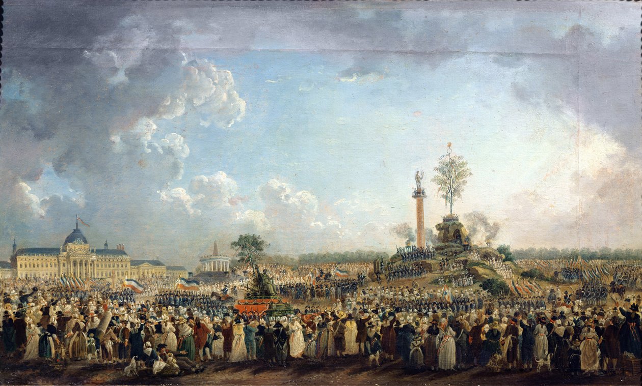 Korkeimman Olennon festivaali Champ de Marsissa, 8. kesäkuuta 1794 (20. Prairial Year II) tekijältä Pierre Antoine Demachy
