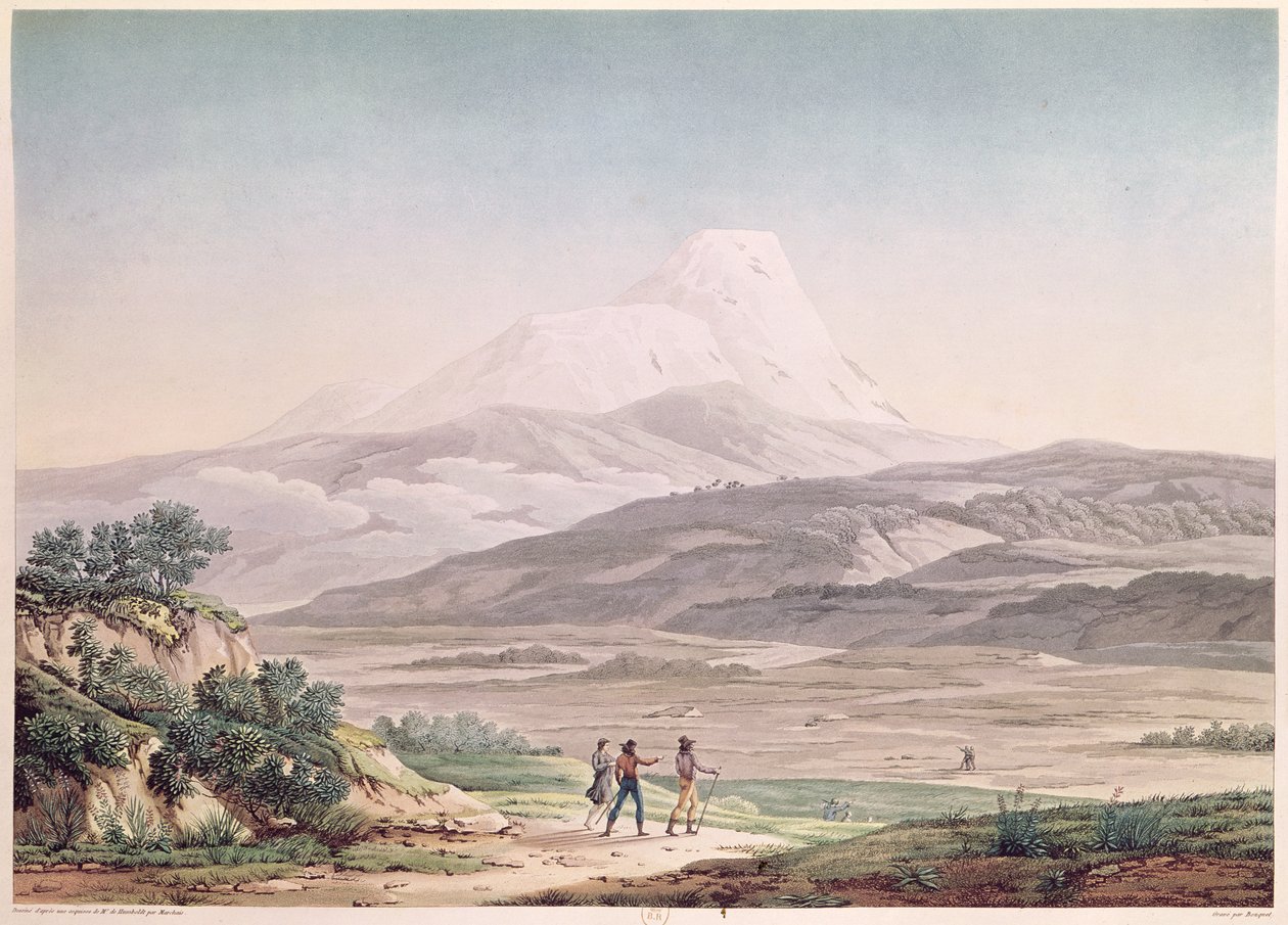 Näkymä Cajambesta, Alexander de Humboldtin (1769-1859) teoksesta Voyages aux Regions Equinoxiales du Nouveau Continent, Michel Bouquet