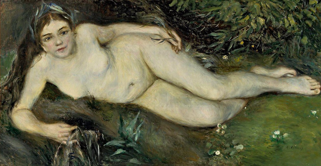 Nymfi virran varrella, 1869-70 tekijältä Pierre Auguste Renoir