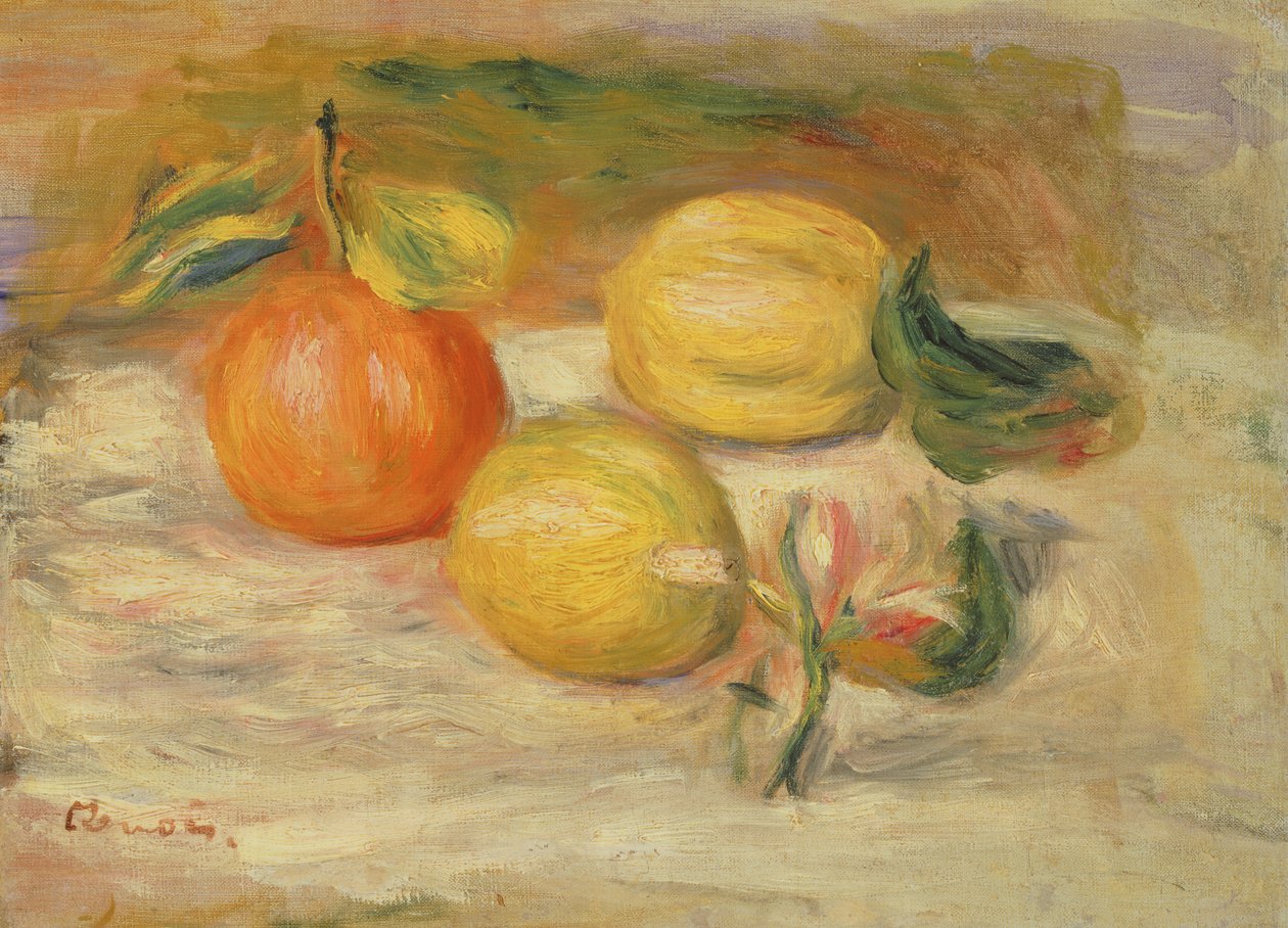 Omenat ja kaksi sitruunaa tekijältä Pierre Auguste Renoir