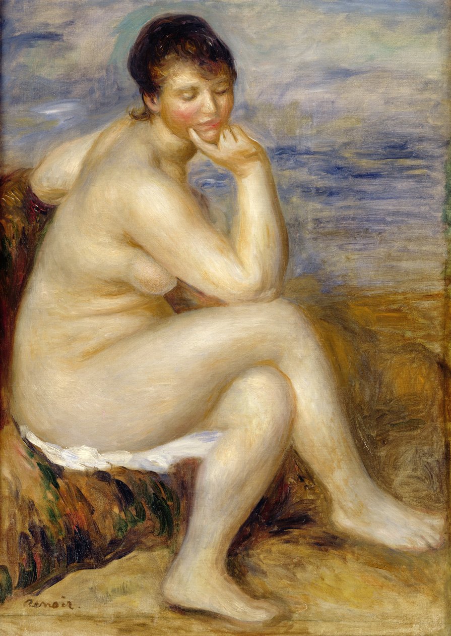 Uimari istuu kalliolla, 1882 tekijältä Pierre Auguste Renoir