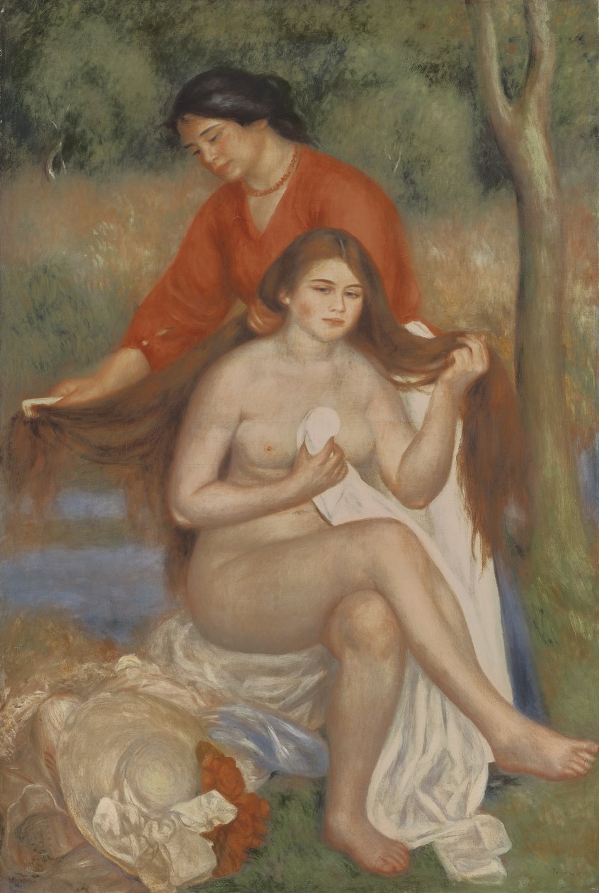 Kylpylä ja piika, noin 1900 tekijältä Pierre Auguste Renoir