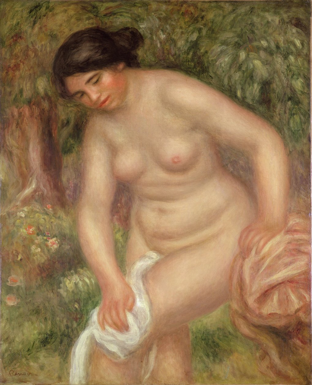 Kylpylä kuivaamassa itseään, 1895 tekijältä Pierre Auguste Renoir