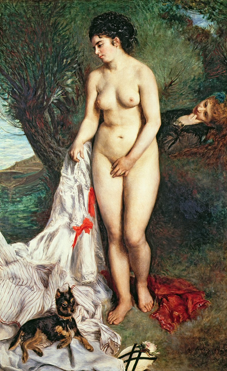 Uimari griffon-koiran kanssa, 1870 tekijältä Pierre Auguste Renoir
