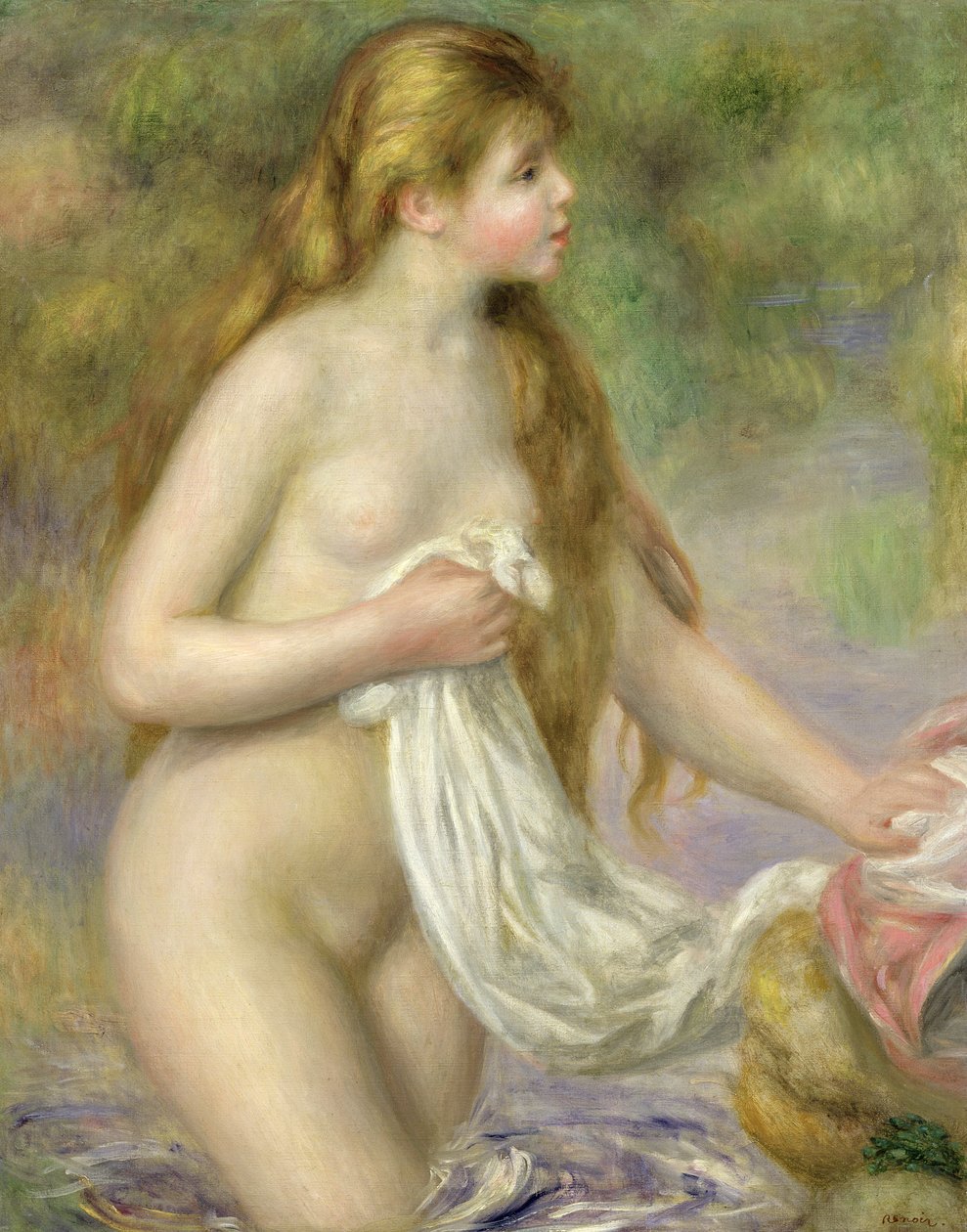 Pitkähiuksinen uimari, n. 1895 tekijältä Pierre Auguste Renoir