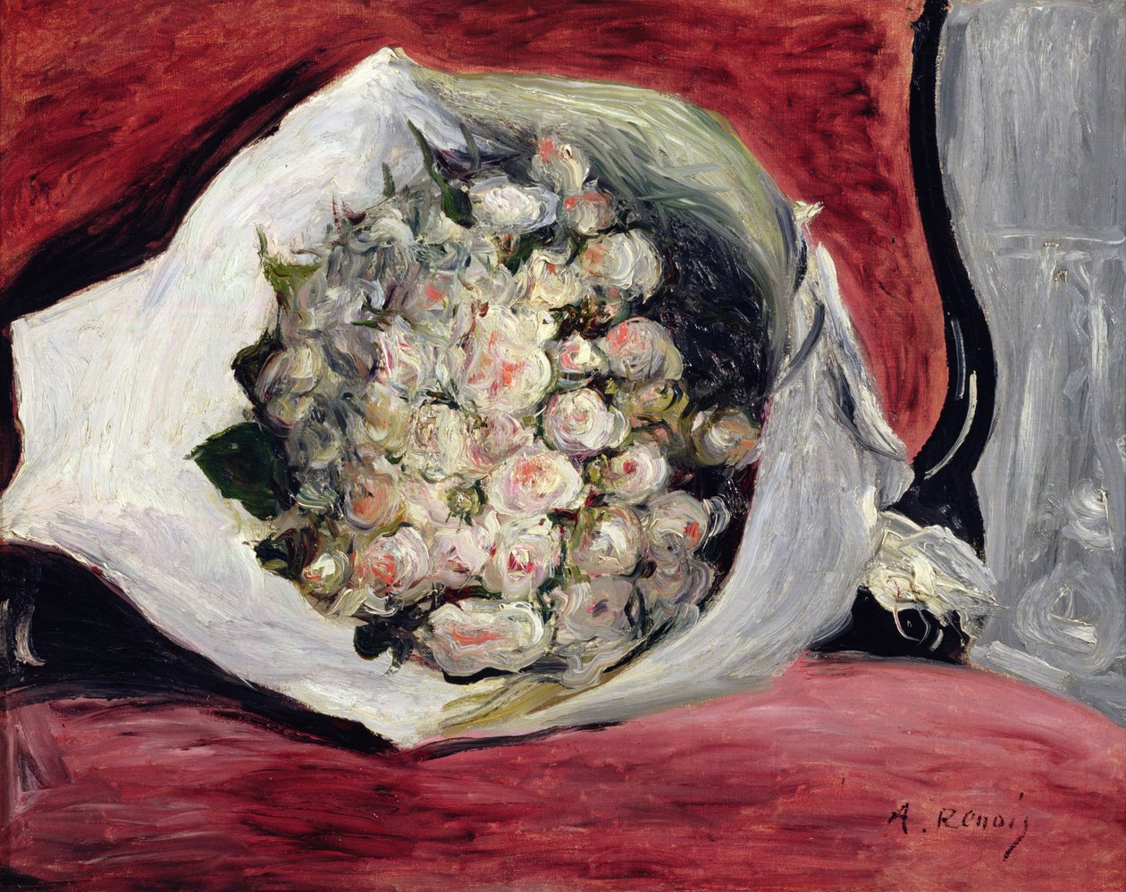 Kukkakimppu teatterilaatikossa, n. 1878-80 tekijältä Pierre Auguste Renoir