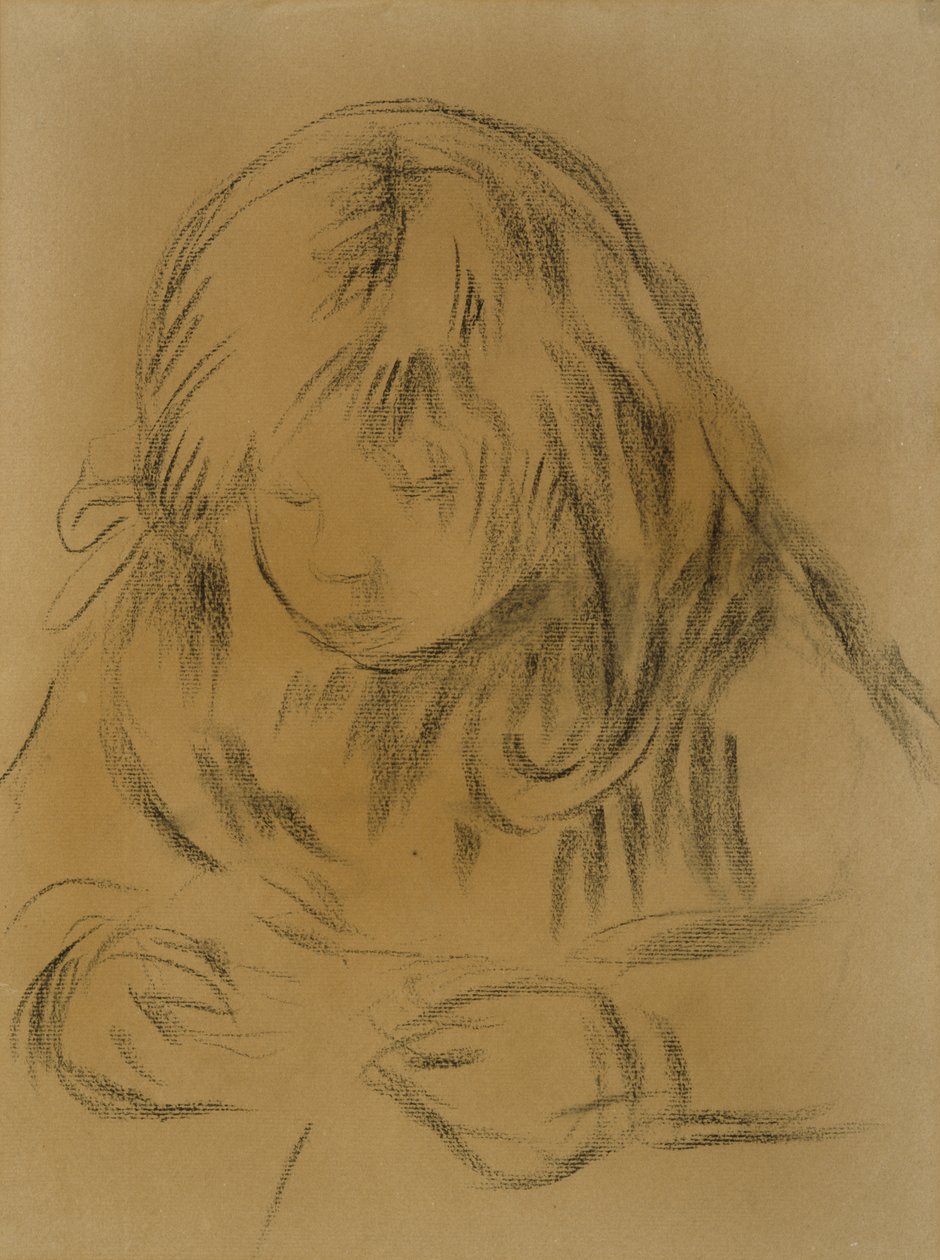 Lasten ompelu, 1906 (hiili kudottupaperille) tekijältä Pierre Auguste Renoir