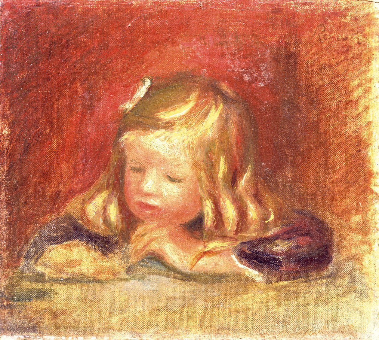 Coco pöydän ääressä (Claude Renoir lukemassa) 1905 tekijältä Pierre Auguste Renoir