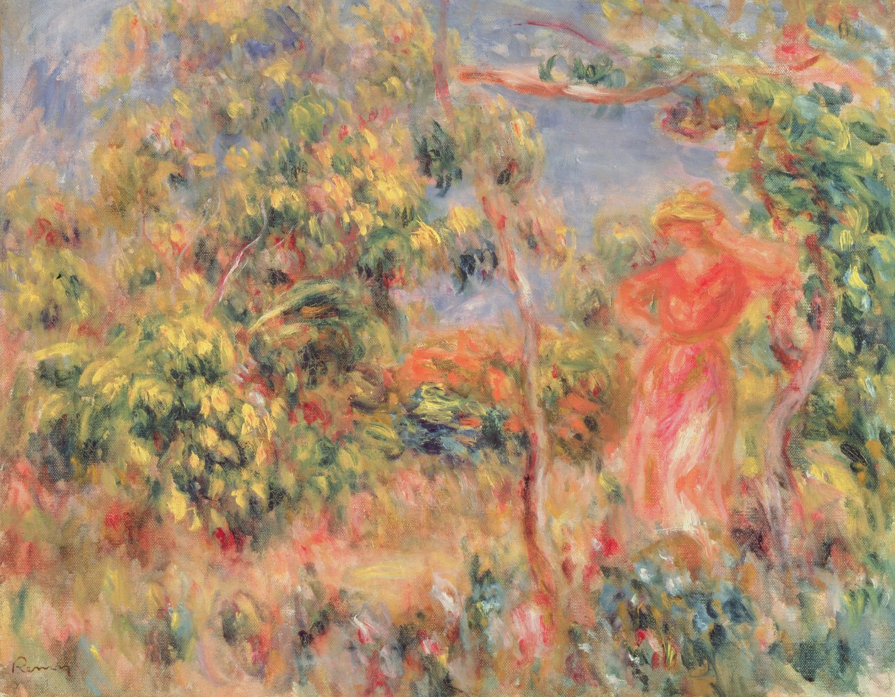 Hahmo puutarhassa, 1917 tekijältä Pierre Auguste Renoir