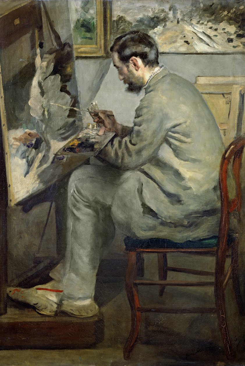Frederic Bazille maalaustelineessaan, 1867 tekijältä Pierre Auguste Renoir