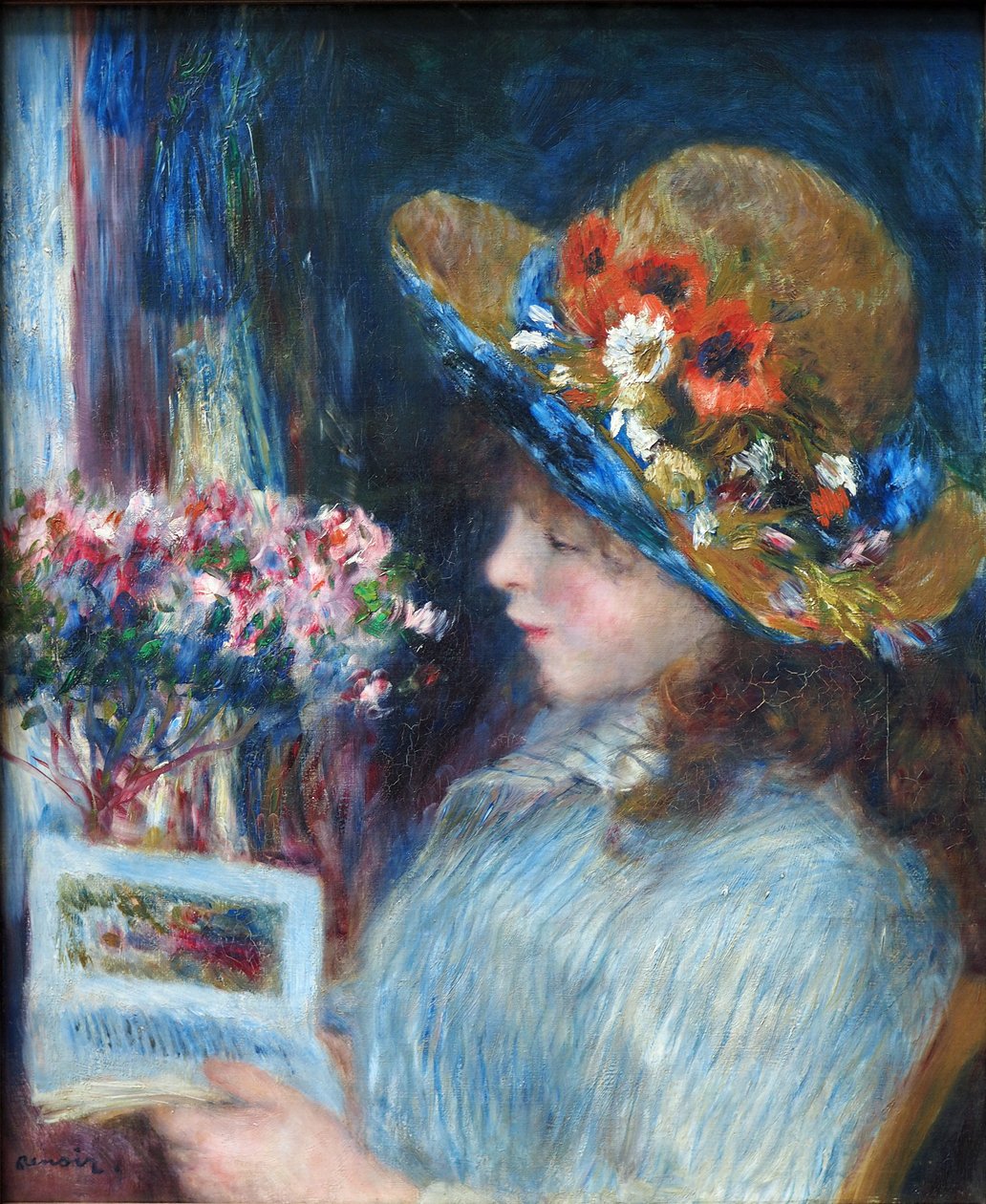 Tyttö lukee tekijältä Pierre Auguste Renoir