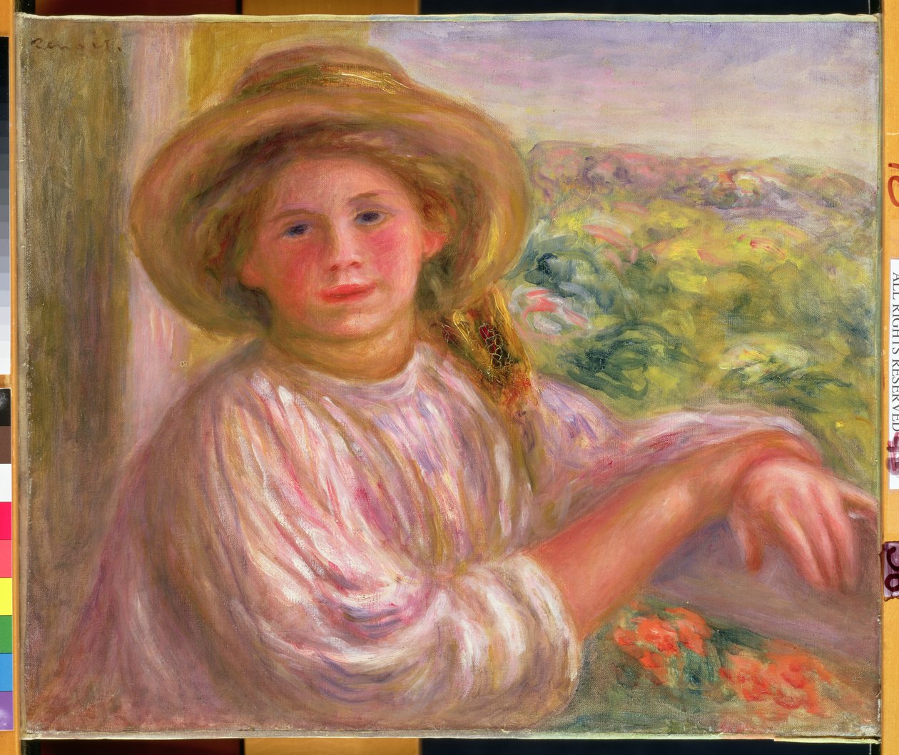 Tyttö parvekkeella Cagnesissa, 1911 tekijältä Pierre Auguste Renoir