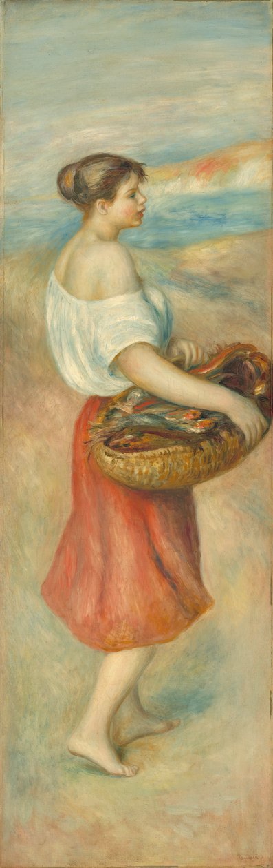 Tyttö kalakorin kanssa, n. 1889 tekijältä Pierre Auguste Renoir