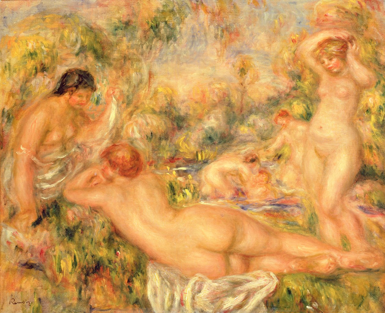 Kylpyläryhmä, 1918 tekijältä Pierre Auguste Renoir