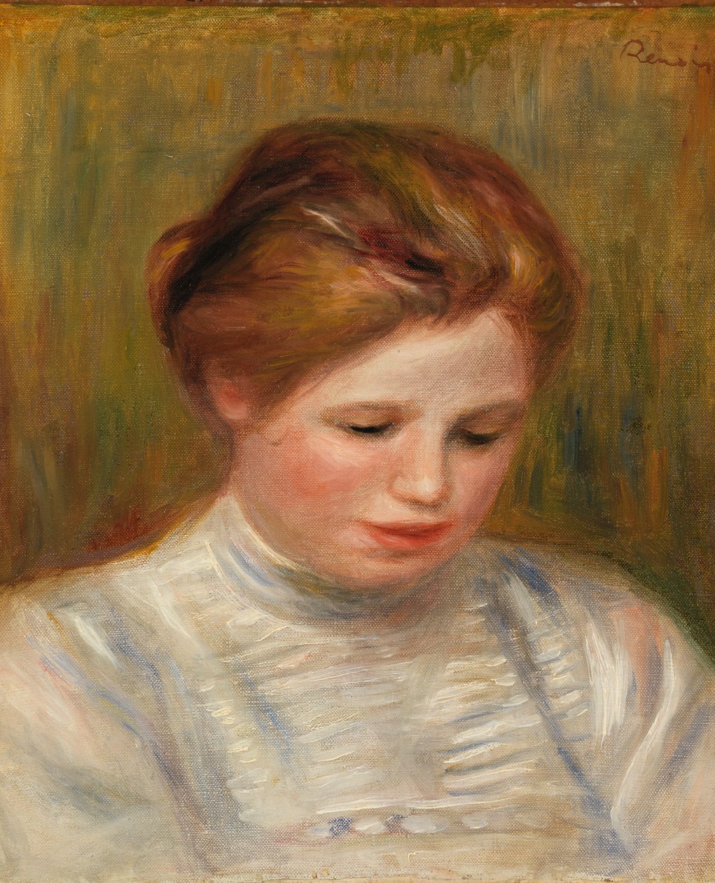 Pää (Tête); kutsutaan myös nimellä Etude de brodeuse tekijältä Pierre Auguste Renoir