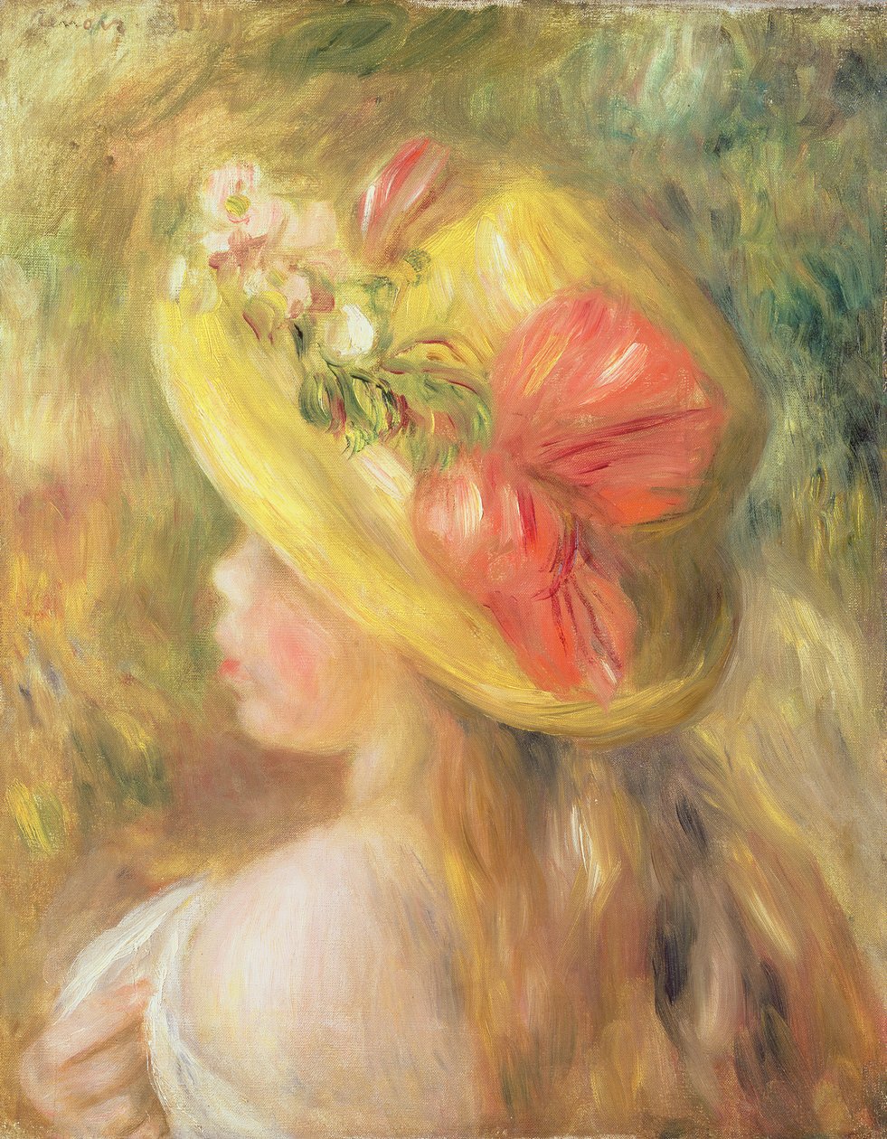Hatun tytön pää, 1893 tekijältä Pierre Auguste Renoir