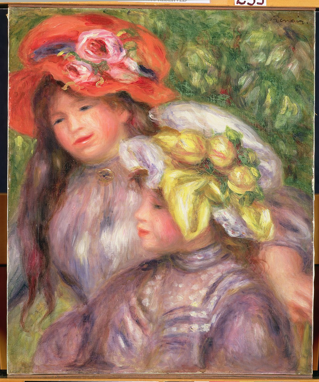 Kahden tytön päät hatuilla, n. 1910 tekijältä Pierre Auguste Renoir