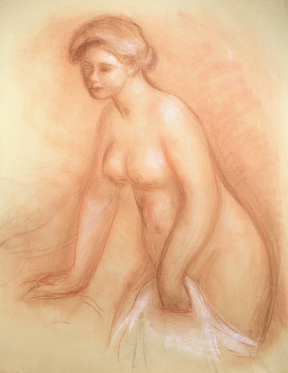Iso kylpylä, n. 1885-1886 (sanguine korotettu valkoisella) tekijältä Pierre Auguste Renoir