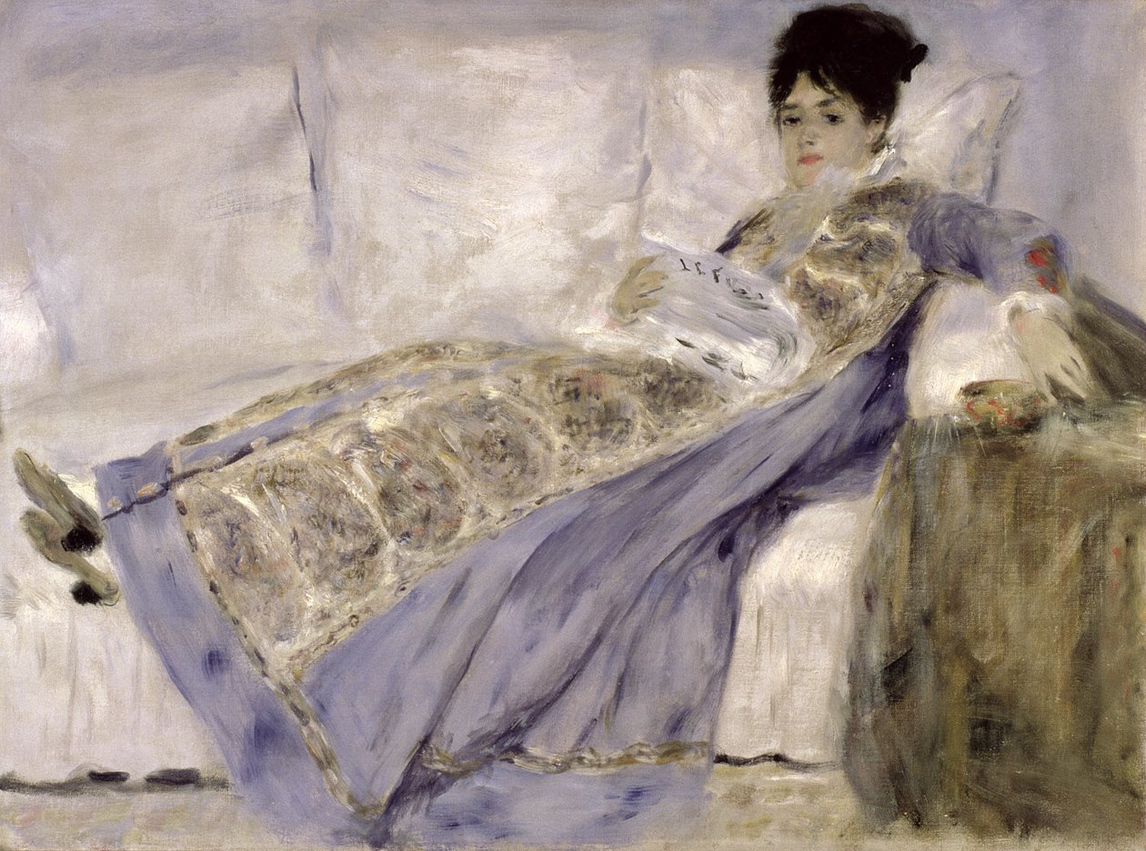 Madame Monet sohvalla, n. 1874 tekijältä Pierre Auguste Renoir