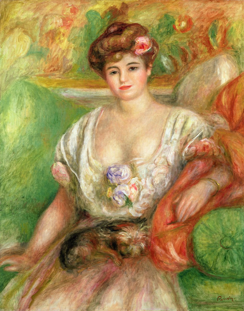 Misia Sert (1872-1950) sylikoiran kanssa, n. 1906 tekijältä Pierre Auguste Renoir