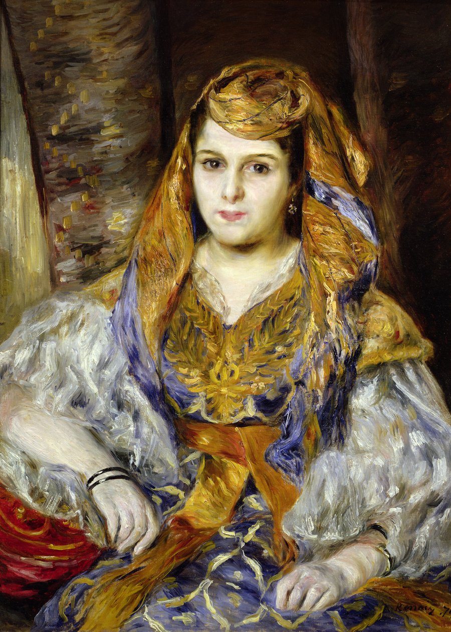 Mme. Clementine Stora algerialaisessa mekossa tai algerialainen nainen, 1870 tekijältä Pierre Auguste Renoir