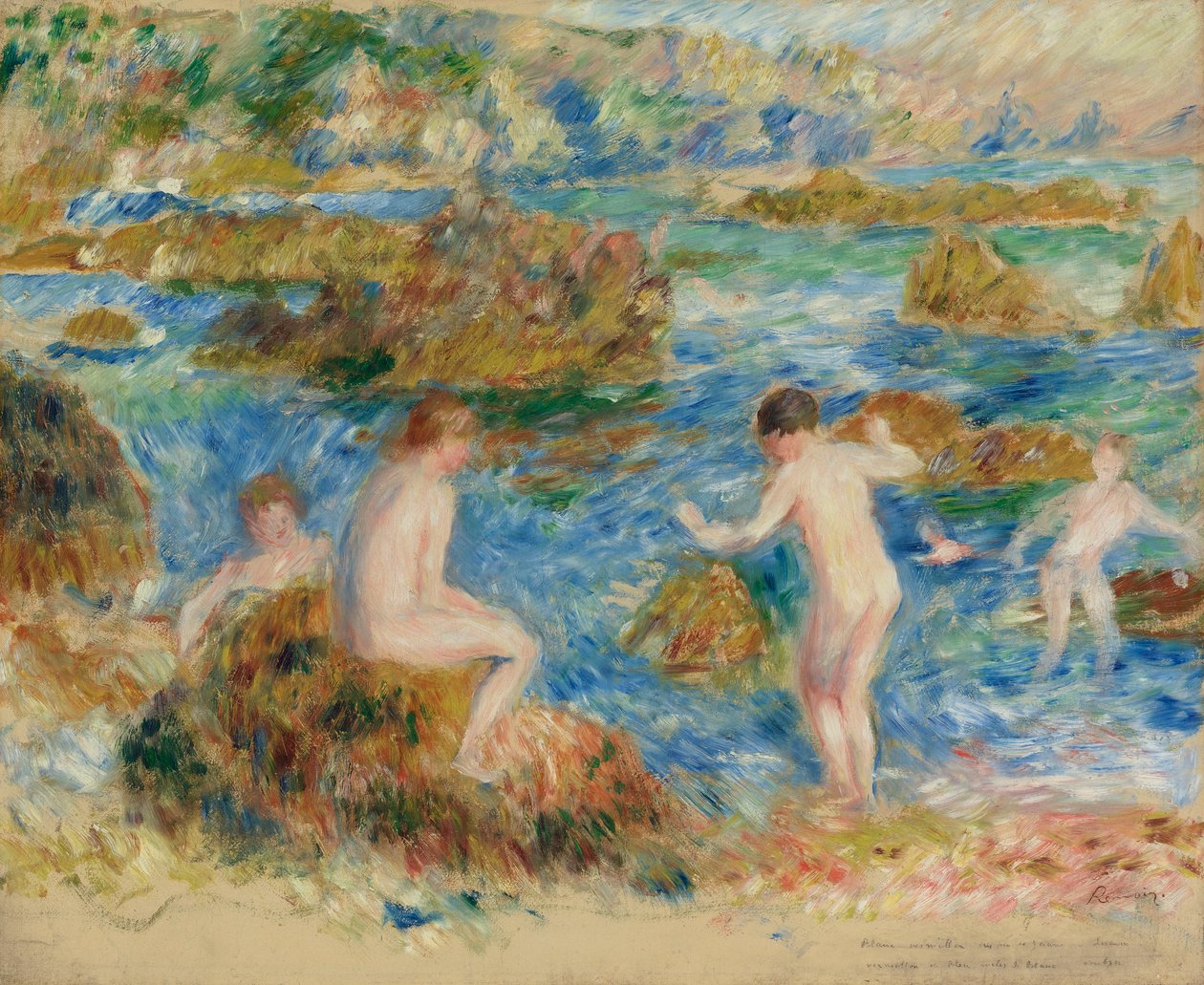 Alasti poikia kivissä Guernseyssä tekijältä Pierre Auguste Renoir