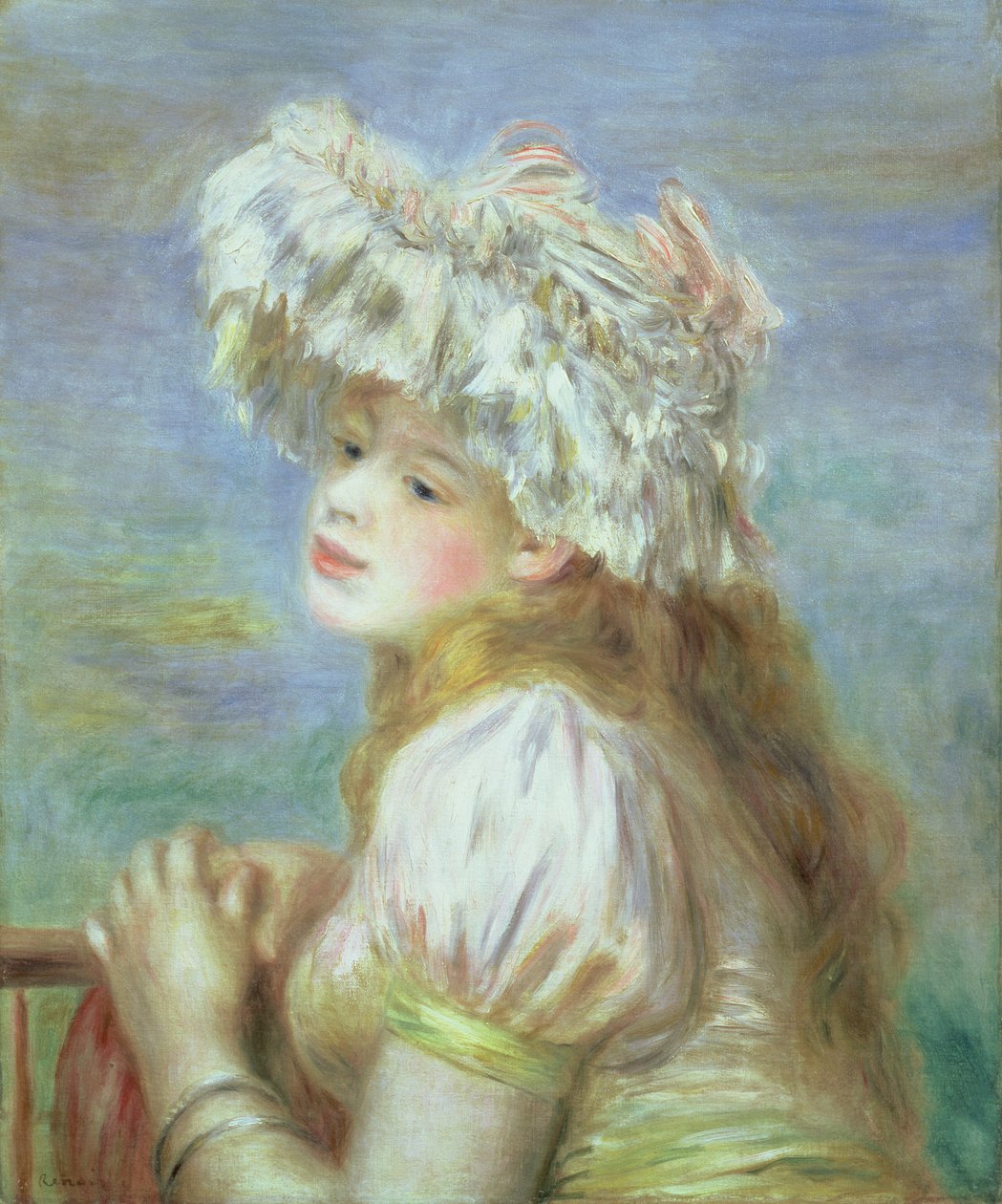 Nuoren naisen muotokuva pitsihatussa, 1891 tekijältä Pierre Auguste Renoir