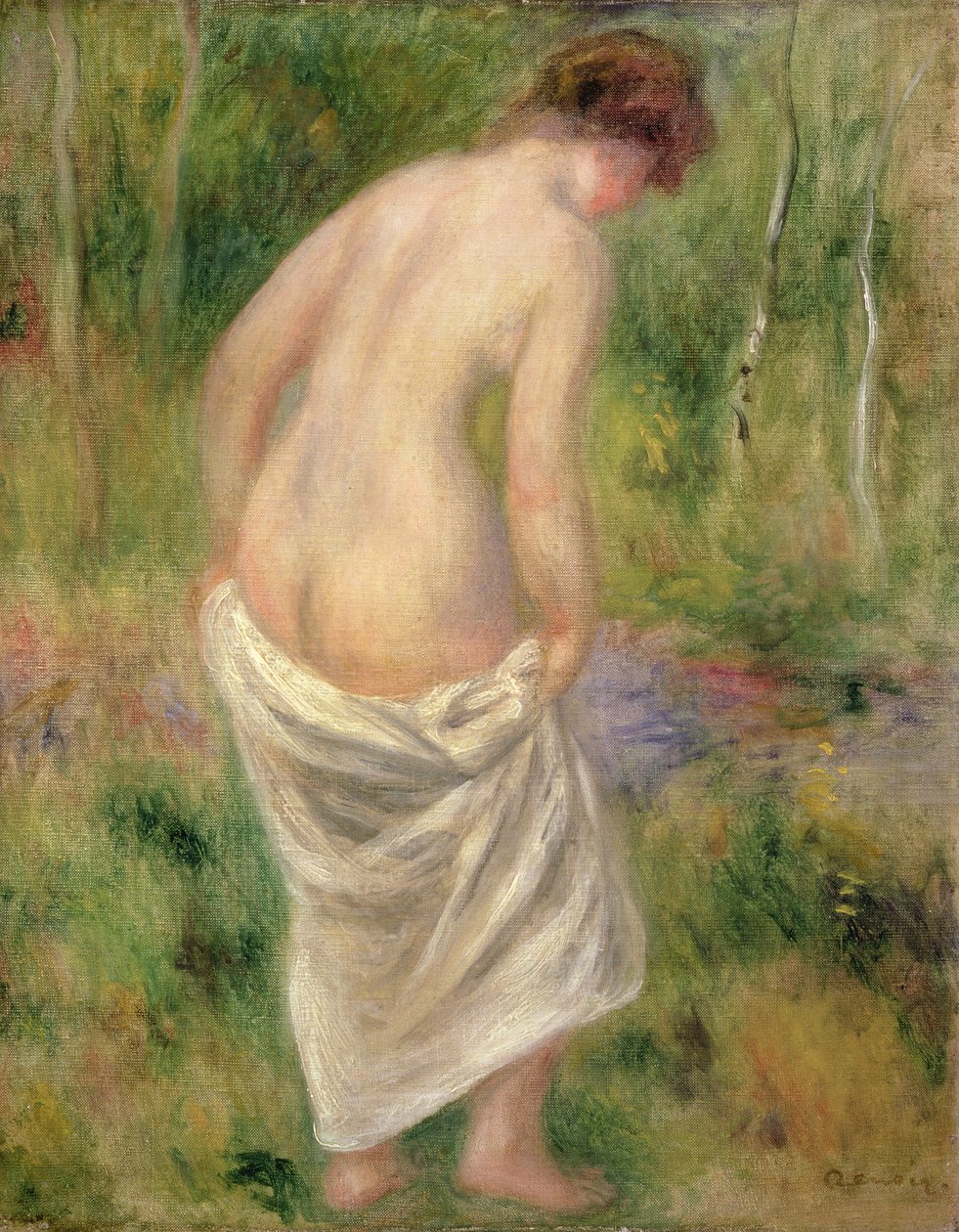 Seisova alastonkuva maisemassa, 1914 tekijältä Pierre Auguste Renoir