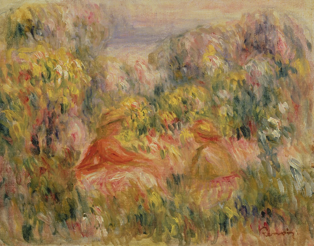 Kaksi hahmoa maisemassa, 1917-1919 tekijältä Pierre Auguste Renoir
