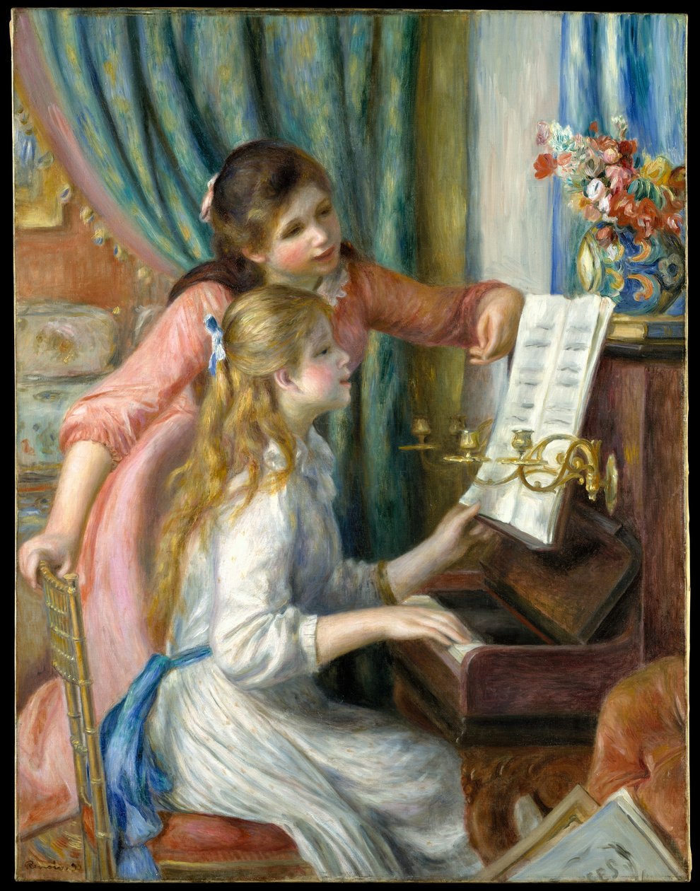 Kaksi nuorta tyttöä pianolla tekijältä Pierre Auguste Renoir