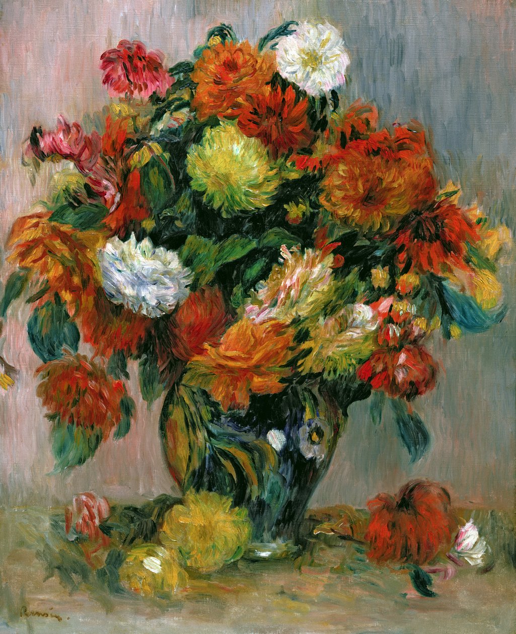Kukkimaljakko, n. 1884 tekijältä Pierre Auguste Renoir