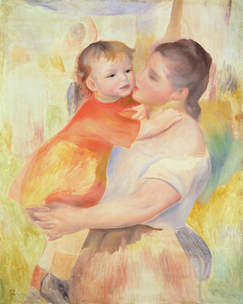 Pesukone ja lapsi, 1887 tekijältä Pierre Auguste Renoir