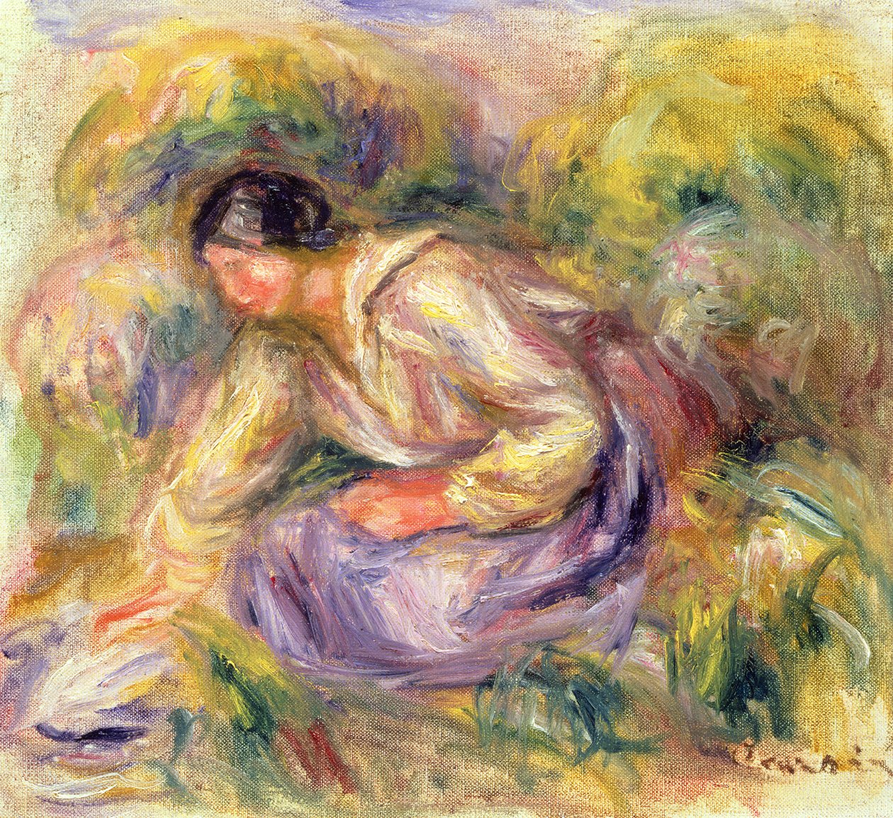 Pesukone sinisessä, 1917 tekijältä Pierre Auguste Renoir