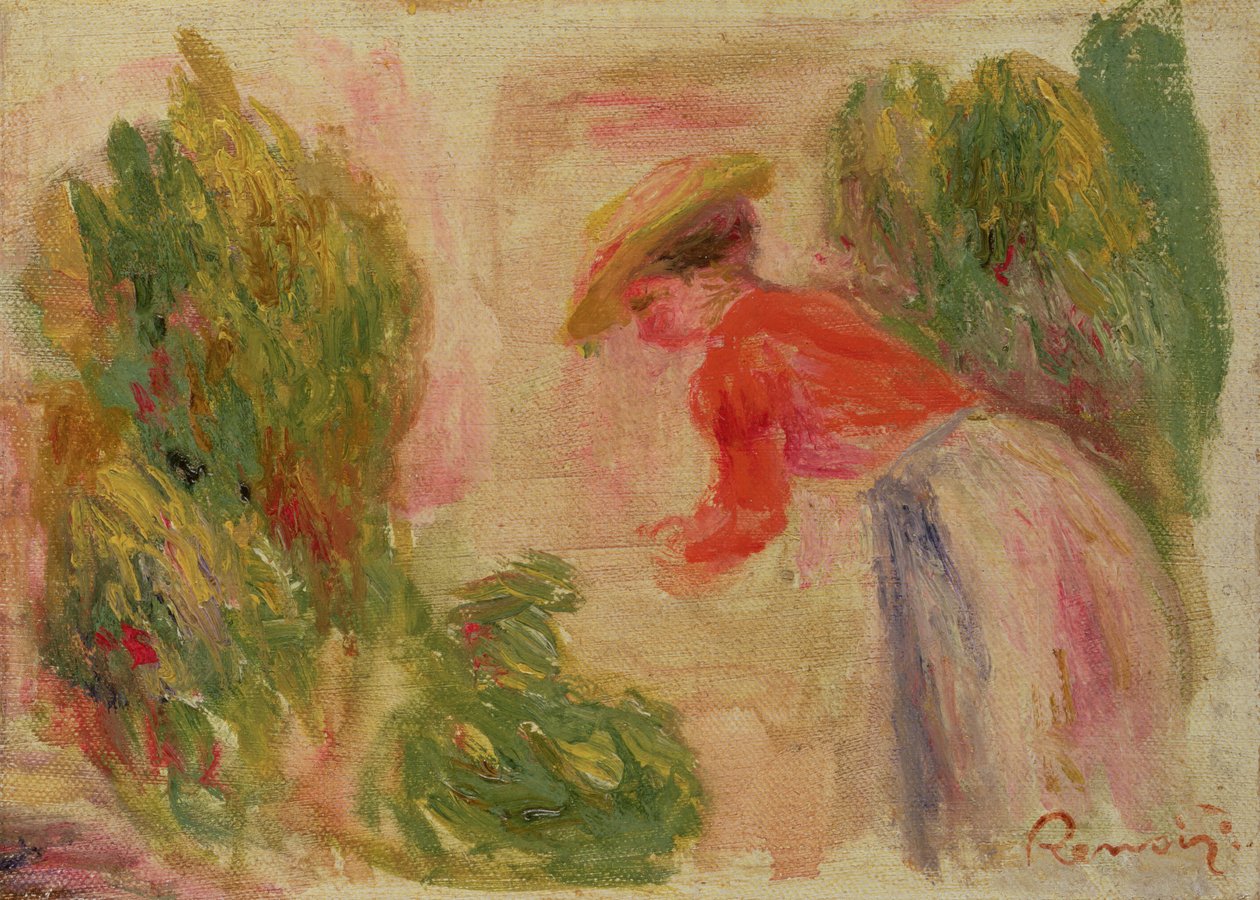 Nainen kerää kukkia 1906–1910 tekijältä Pierre Auguste Renoir