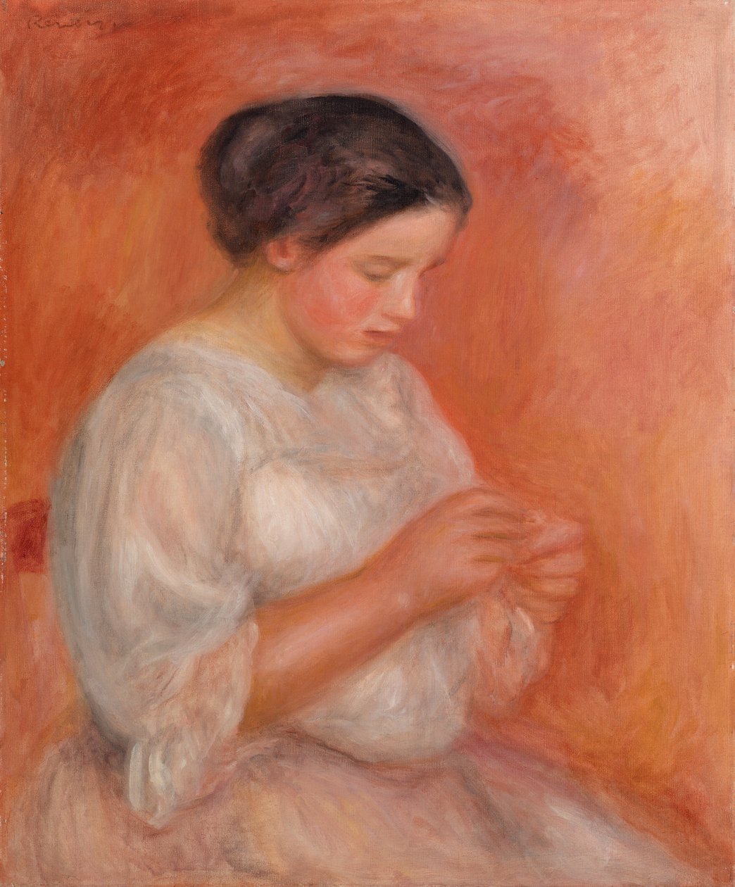 Nainen ompelu tekijältä Pierre Auguste Renoir