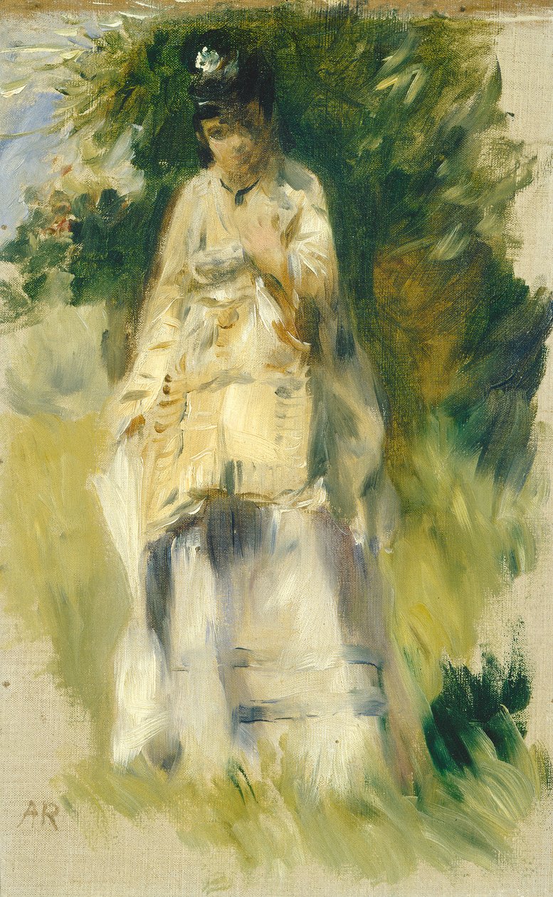 Nainen seisomassa puun ääressä, 1866 tekijältä Pierre Auguste Renoir