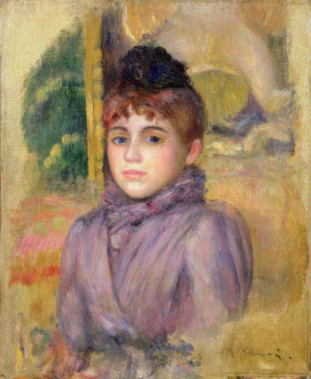 Nainen sinisessä konepellin kanssa, n. 1885 tekijältä Pierre Auguste Renoir