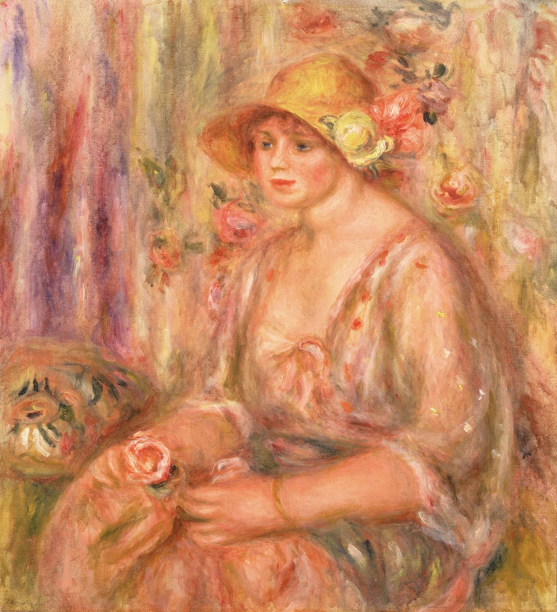 Nainen musliinimekossa, 1917 tekijältä Pierre Auguste Renoir
