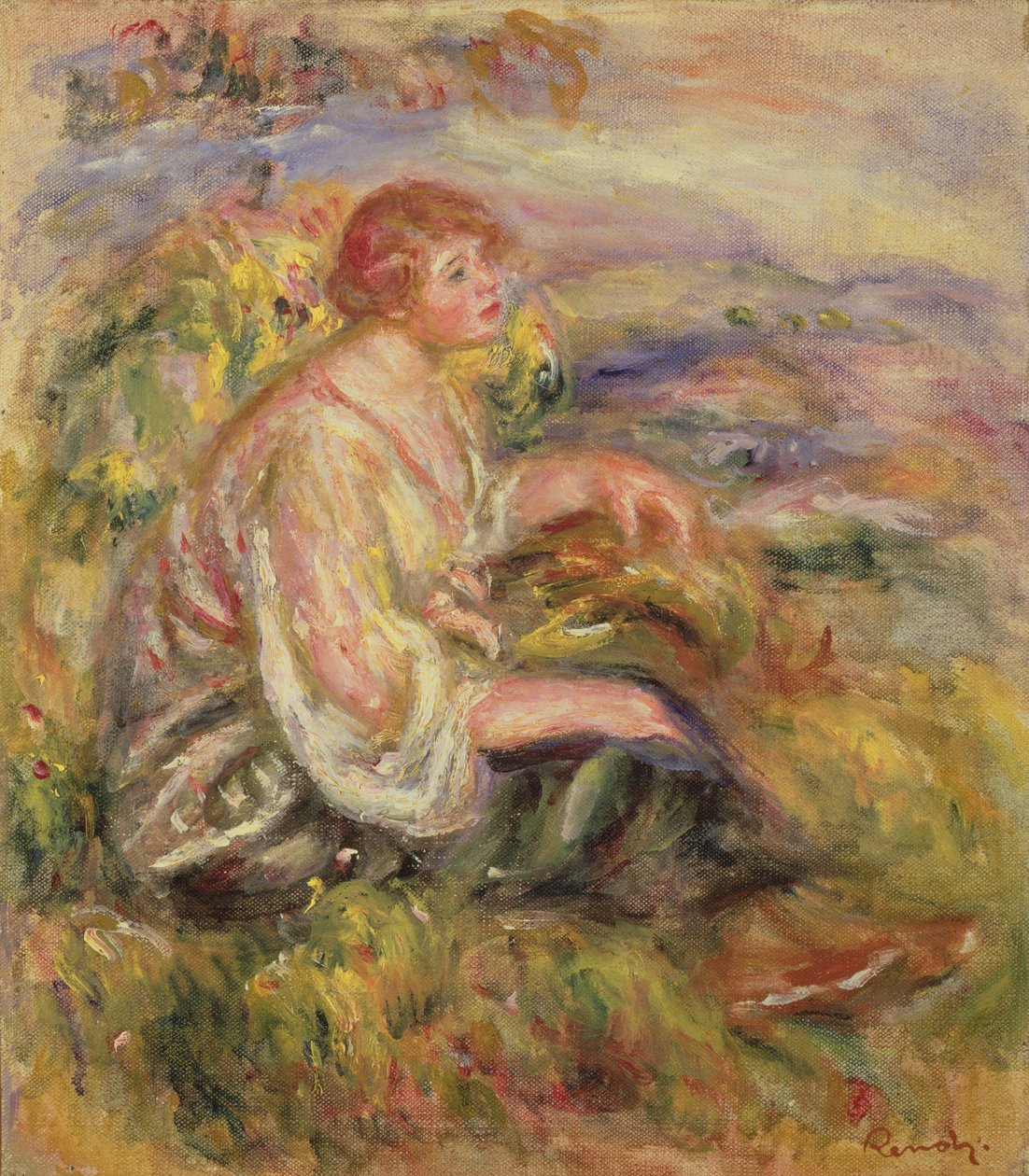 Nainen kukkulan rinteellä, n. 1916–1918 tekijältä Pierre Auguste Renoir