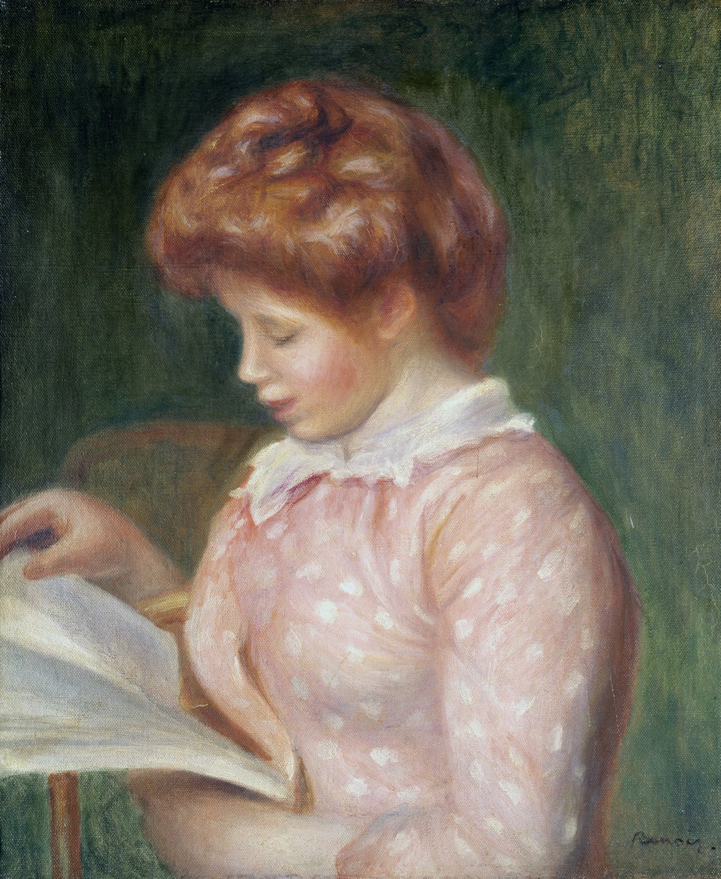 Nuori tyttö lukee tekijältä Pierre Auguste Renoir