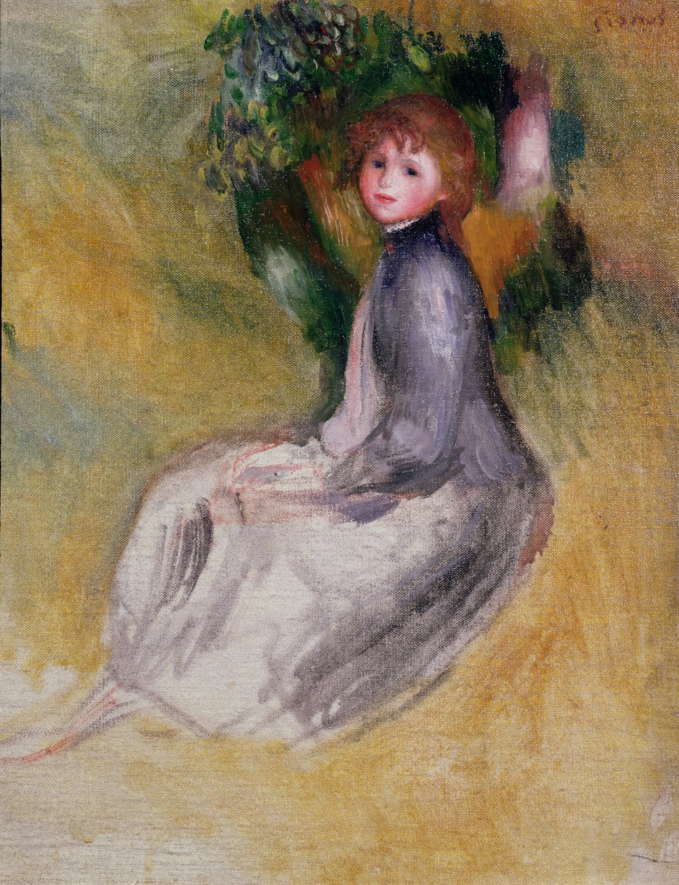 Nuori tyttö istumassa, 1885 tekijältä Pierre Auguste Renoir
