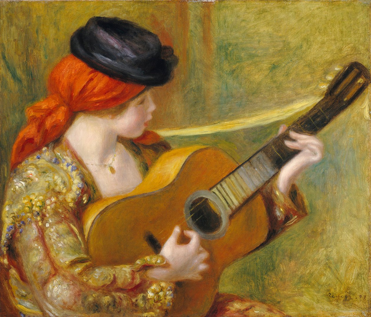 Nuori espanjalainen nainen kitaran kanssa, 1898 tekijältä Pierre Auguste Renoir