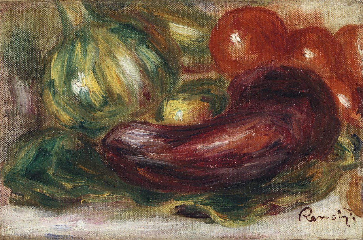 Kesäkurpitsa, tomaatti ja munakoiso tekijältä Pierre Auguste Renoir