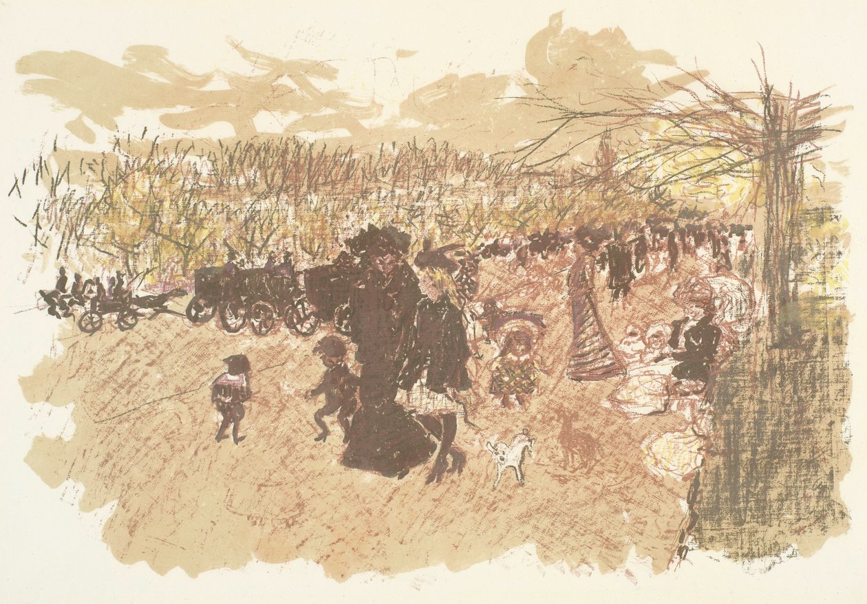 Avenue du Bois, litografia sarjasta Quelques aspects de la vie de Paris (Pariisin elämän eri puolia) tekijältä Pierre Bonnard